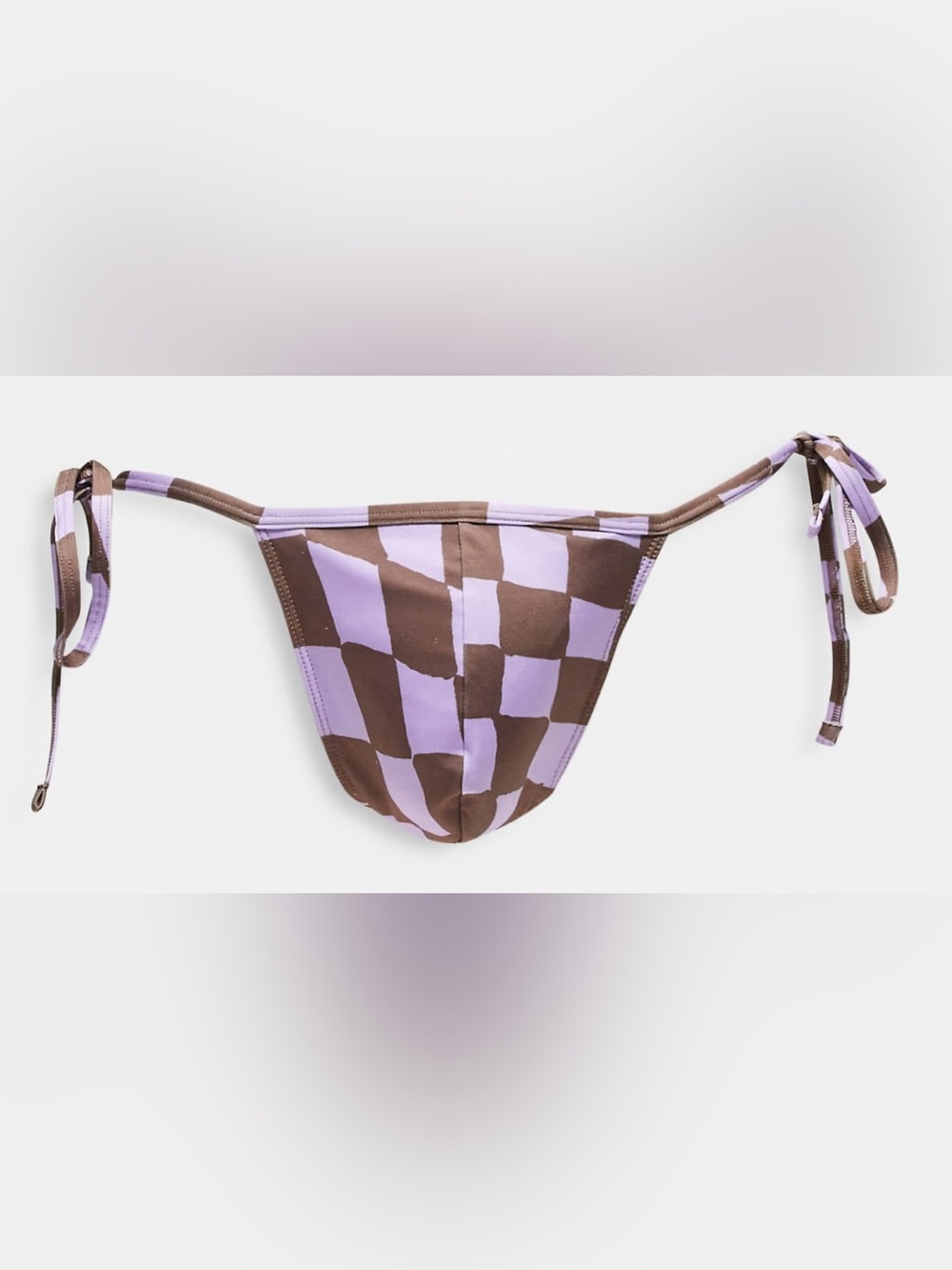 ASOS Men's Check Tie-Side Swim Briefs in Brown and Lavender